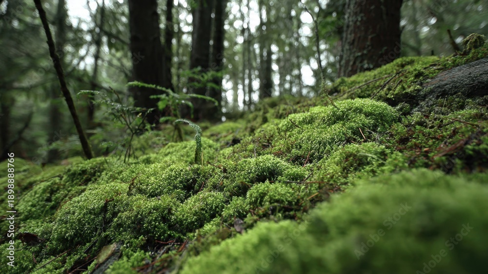 Obraz premium Moss covered forest floor with trees