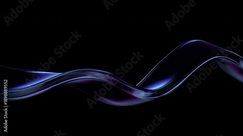 Abstract glass wave on a black background, 4k seamless loop 3d animation	