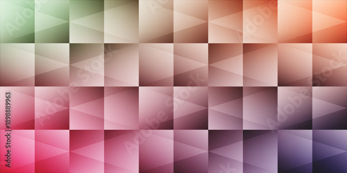 Abstract Geometric Grid Background with Triangular Patterns and Vibrant Multi-Color Grainy Gradient. Creative modern background. Clean minimalist geometric graphic. Wallpaper design