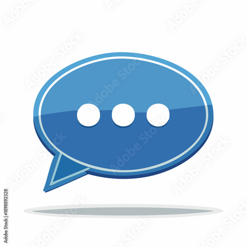 Icône de bulle de dialogue bleue avec points de suspension – symbole moderne de messagerie et communication digitale