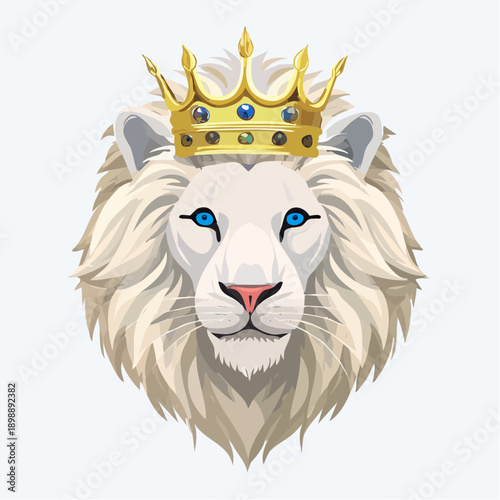 Tête de lion blanc couronné – symbole de noblesse et puissance