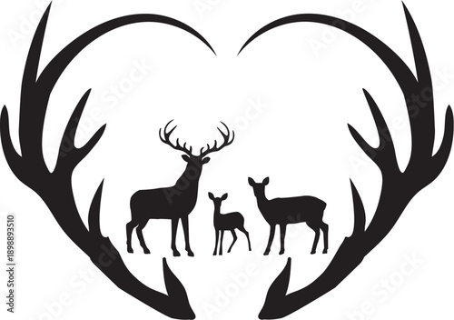 Deer Antlers Heart Vector