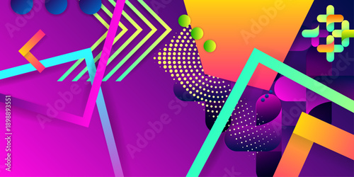 Summer New bright juicy abstract fluid creative banner, trendy bright neon colors with dynamic lines