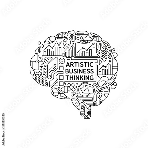 Creative Brain with Artistic Business Thinking Concept.