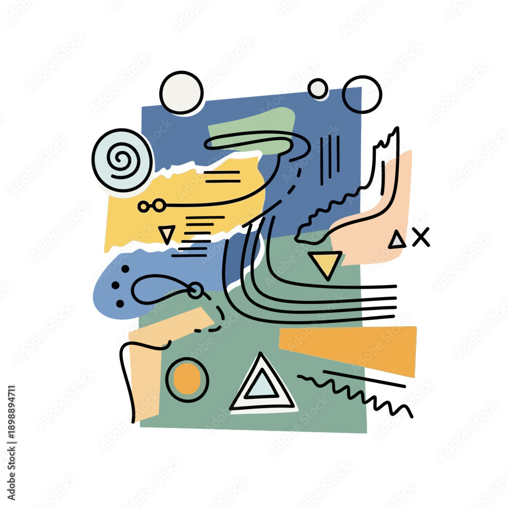 Fototapeta premium Abstract Geometric Shapes and Lines Artwork.
