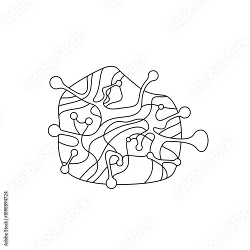 Black and White Neuron Illustration.