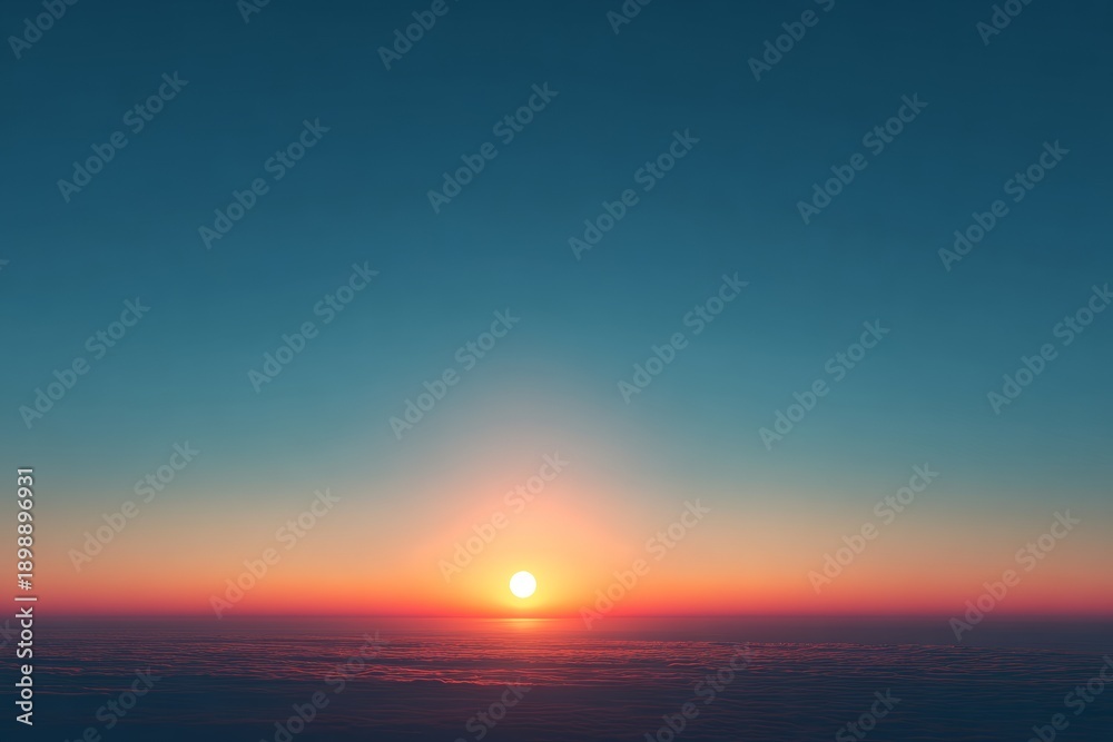 Fototapeta premium Bright Sunrise Over a Clear Horizon With Empty Foreground at Dawn to Mark a New Beginning