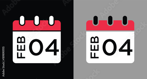 calendar - February 4 icon illustration isolated vector sign symbol