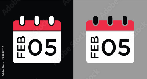 calendar - February 5 icon illustration isolated vector sign symbol