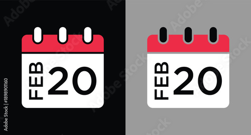 calendar - February 20 icon illustration isolated vector sign symbol