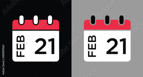 calendar - February 21 icon illustration isolated vector sign symbol