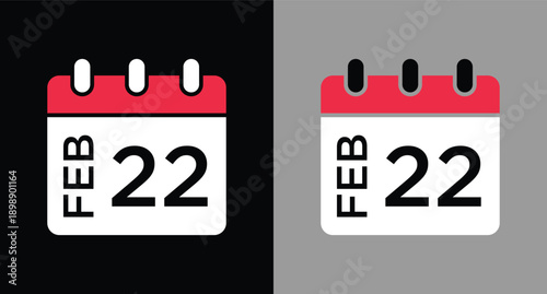 calendar - February 22 icon illustration isolated vector sign symbol
