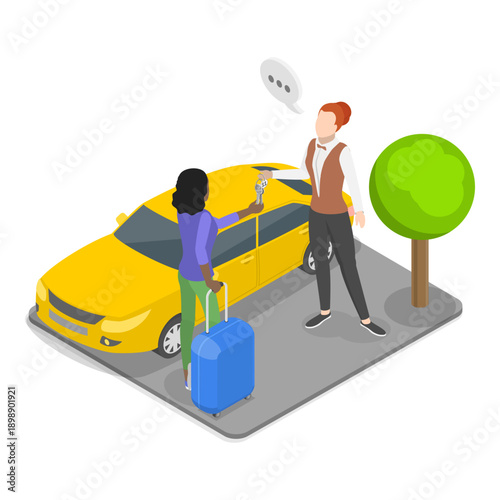 3D Isometric Flat Vector Illustration of Hotel Services, Hospitality Business. Item 2