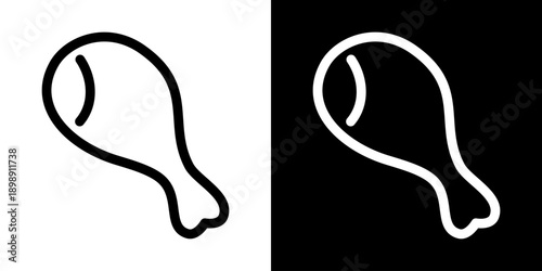 Chicken leg icon in clean outline style. Minimal vector illustration of poultry drumstick symbol suitable for food design, menus, packaging, labels and restaurant graphics.