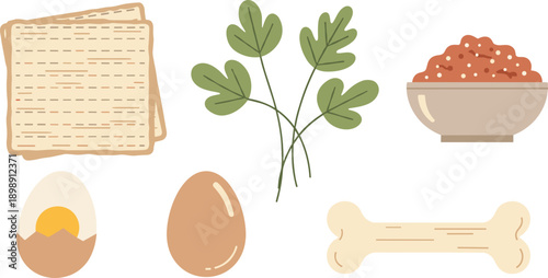 Healthy dog food ingredients on white background