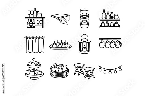 Vector icon folding rack stackable stool bar generation simple tumblers condiments rolled