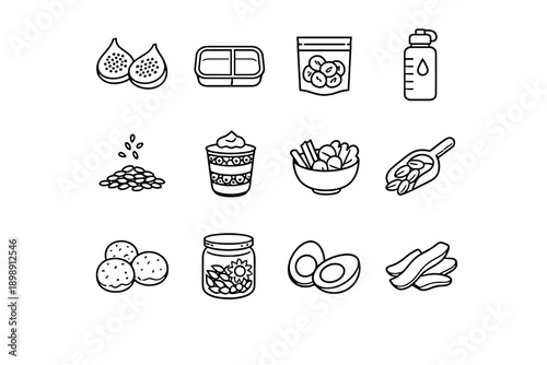 Sliced snack icon cup vector dried mindful sunflower lunch oat bottle icons