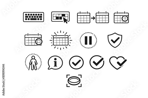 Badge vector navigate selection safe keyboard cue date focus pause icon range