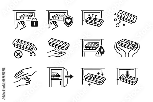 Vector focus child icons hand silhouette near awareness open safety fridge icon