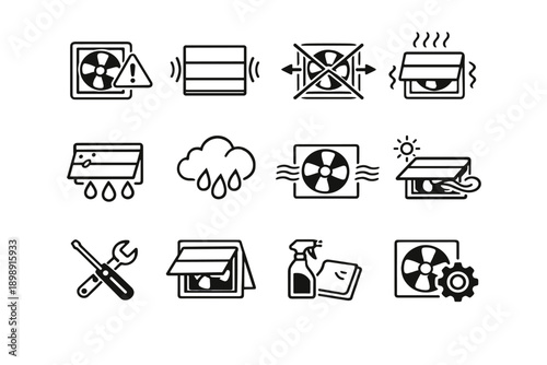 Bathroom logic cue airflow warning awareness vector maintenance blocked calm fan icon