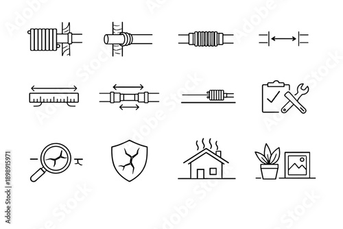 Awareness readiness routine icons vector pipe concept icon heating radiator interior wall