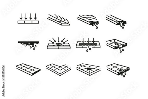 Balcony focus water icons direction edge slope icon vector arrows layout drainage