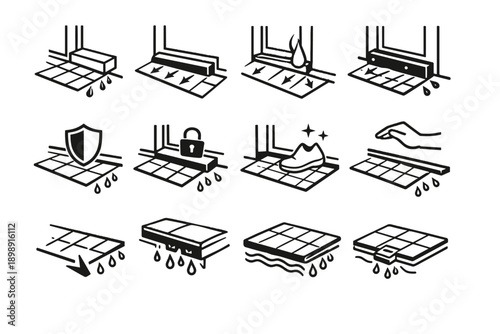 Door above sill focus logic interior vector icon raised balcony minimalist protection