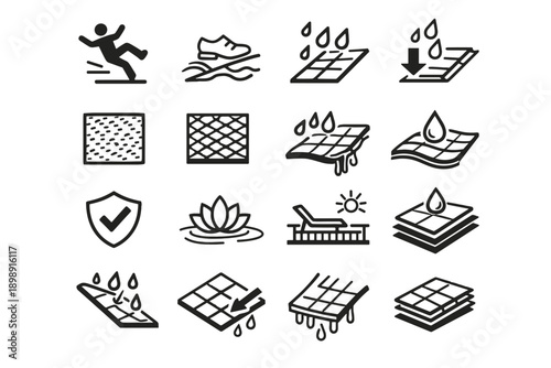 Vector resistance focus comfort logic balcony modern icons safety tile material slip