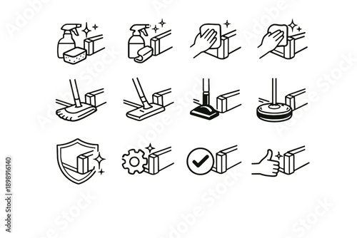 Hallway icons usability hygiene minimalist compatibility guard calm icon vector corner cleaning