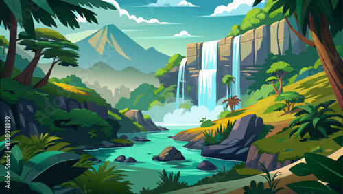 Very beautiful view of Agbokim Waterfall in Ikom, Nigeria, featuring cascading water, lush tropical forest, misty atmosphere, and untouched natural beauty of West Africa’s scenic landscape.