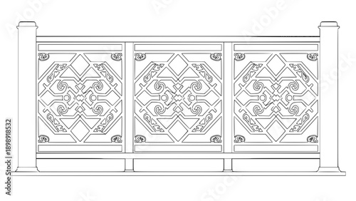 2D Concrete Balustrade Design Drawing