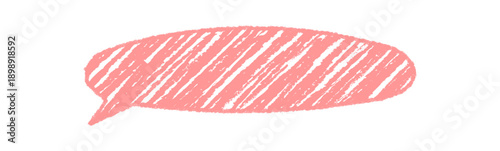 Crayon oval speech balloon sketch in organic diagonal style adds a playful message bubble design. Hand drawn chat rectangle brings lively talk and unique conversation graphic element.