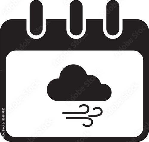 Cloudy and windy weather on a calendar day icon