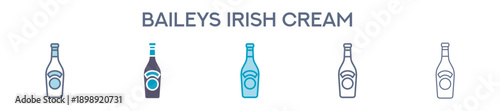 Baileys Irish Cream Liqueur Icon - Creamy Alcohol Drink Line Vector Illustration 