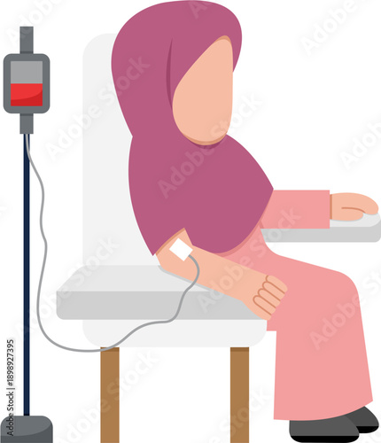 Illustration Of Hijab Woman Donating Blood