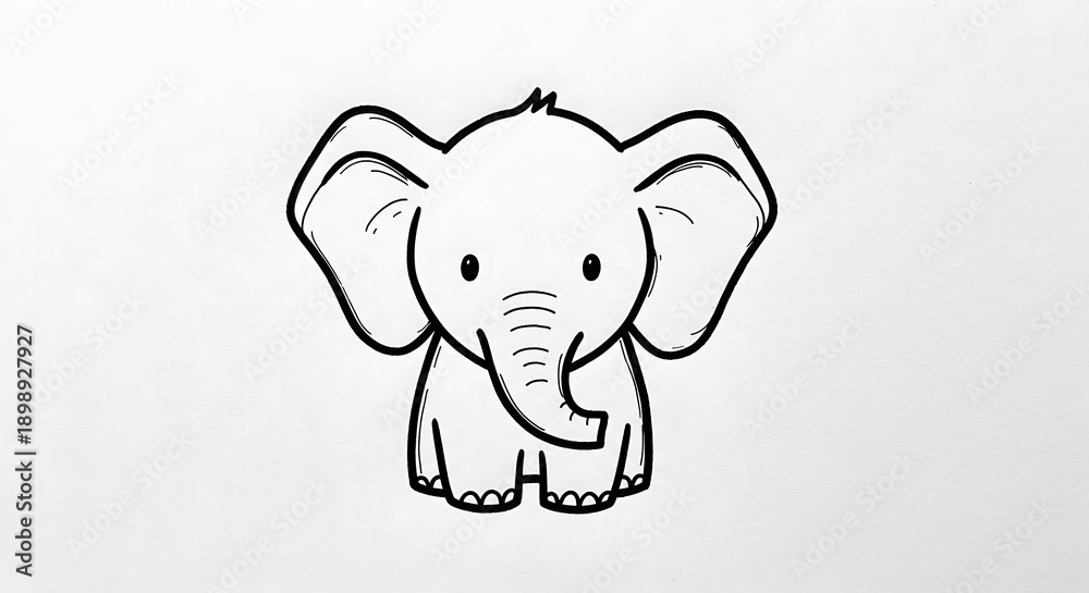 Fototapeta premium Black and white elephant icon