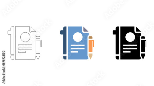 digital manual icon set representing online guides and instructional documents