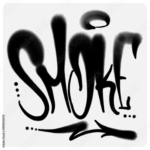 Urban Graffiti Tag SMOKE in Black Spray Paint Style