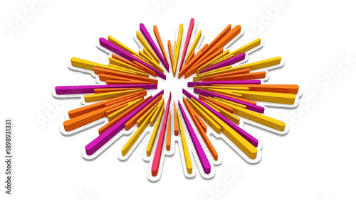 Vibrant Dynamic Burst Sticker Icon with Energetic Ripple Effect and Vivid Bright Colors. transparent.