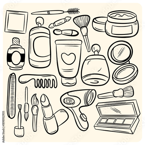 Beauty Cosmetic Products and Makeup Artist Tools