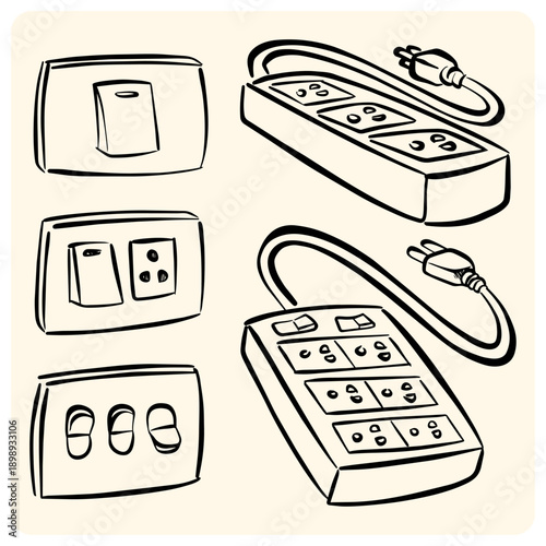 Electrical Power Outlet and Extension Socket Outlines