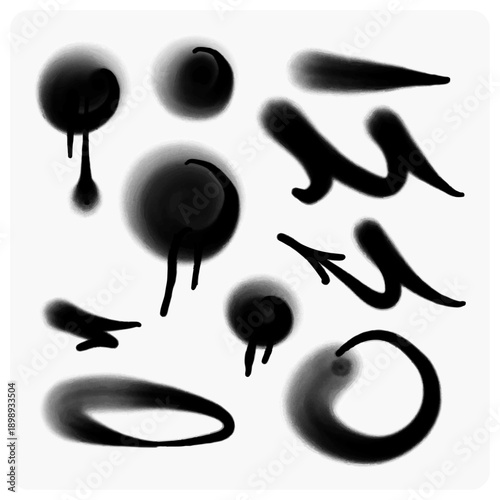 Minimalist Spray Paint Circles and Abstract Drip Elements