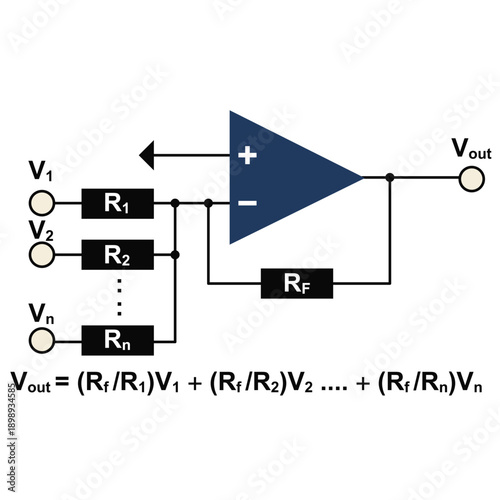 Basic summing amplifier circuit design with formula