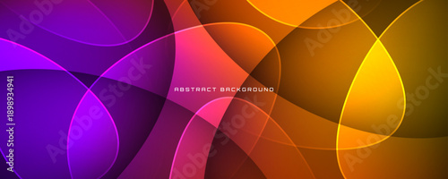 3D colorful abstract background overlap layer on dark space with glowing ovals effect decoration. Modern graphic design element cutout style concept for web banner, art, flyer, card, or brochure cover