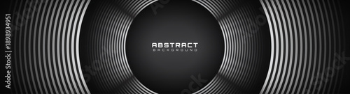 3D silver lines techno abstract background on dark space with glowing circles effect decoration. Modern graphic design element stripes style concept for web, art, flyer, card, or brochure cover