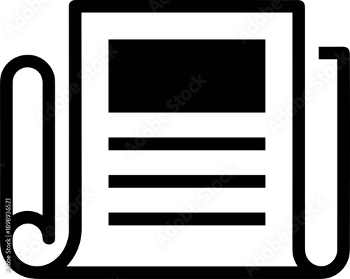 Newspaper Icon Vector Silhouette, Black and White Cricut Design for Breaking News, Media, and Information