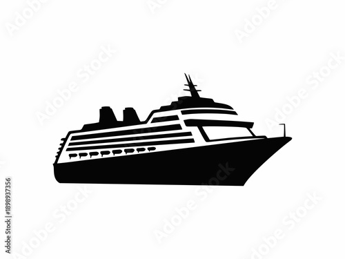 Cruise Ship Silhouette Icon - Luxury Ocean Liner Vector Illustration for Travel and Vacation Design