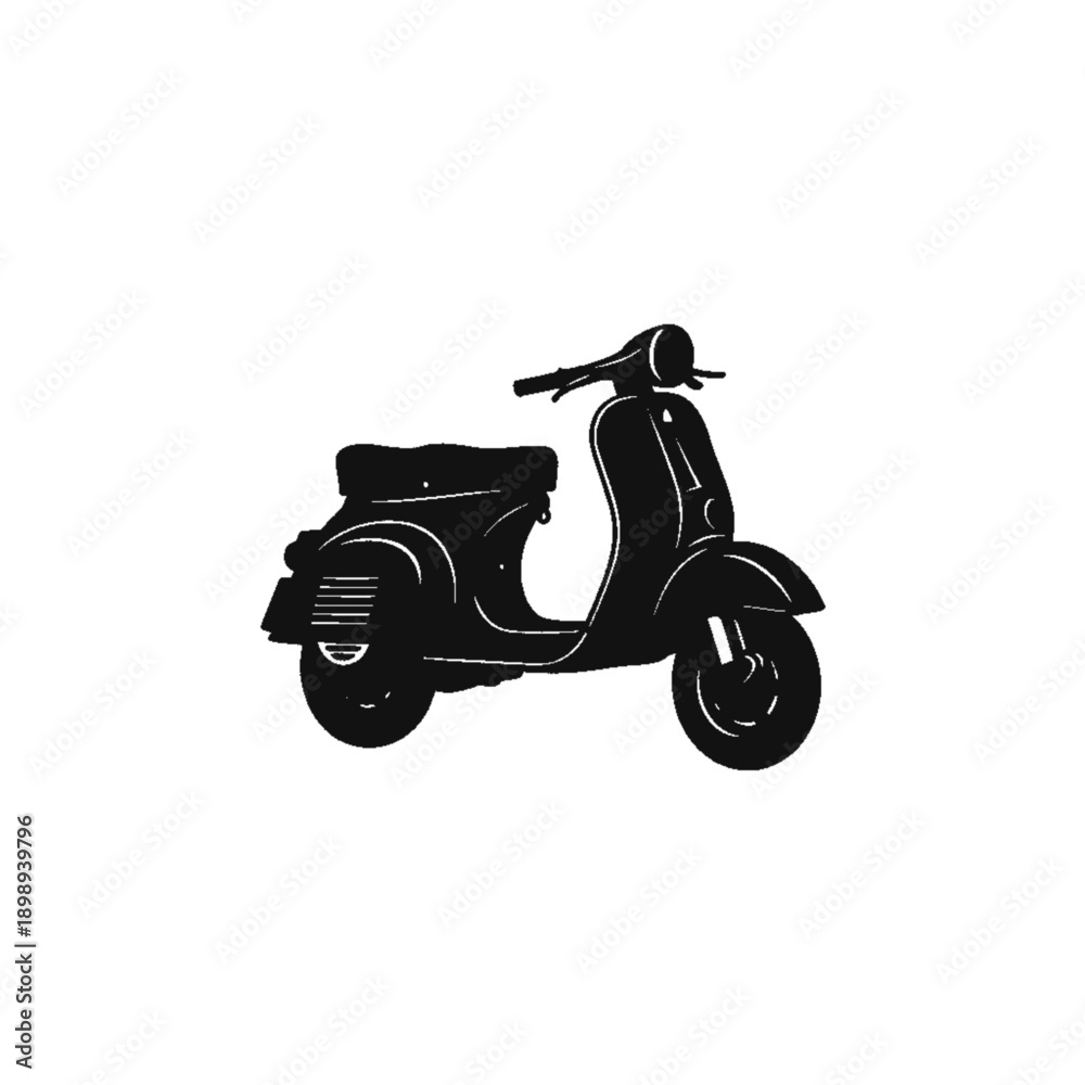 Obraz premium Retro Scooter Silhouette: A stylish silhouette of a classic scooter, evokes a sense of adventure, freedom, and vintage charm. A timeless symbol of effortless style and urban exploration.