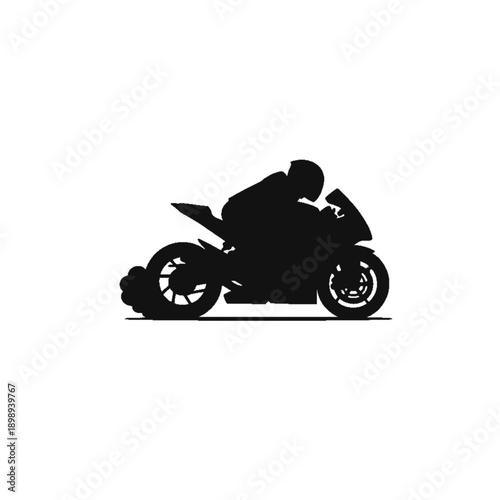 Speed Silhouette: A dynamic silhouette captures a motorcyclist in full flight, leaning into a turn, encapsulating the thrill of speed and precision.