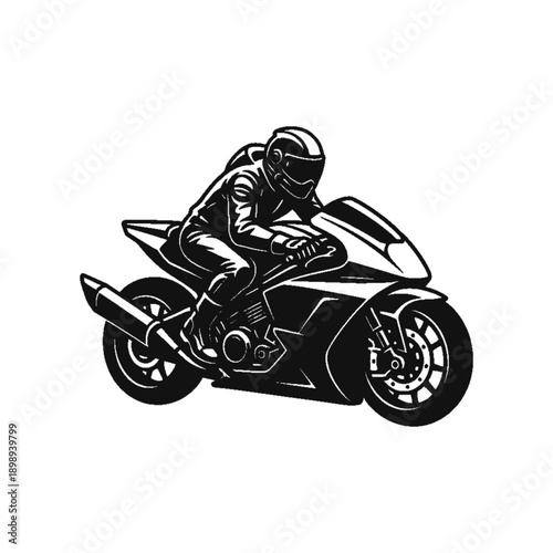 Revving Up: A monochrome illustration captures the essence of speed and thrill. A solitary motorcyclist in protective gear, astride a sleek bike, embodies the spirit of freedom and adventure.